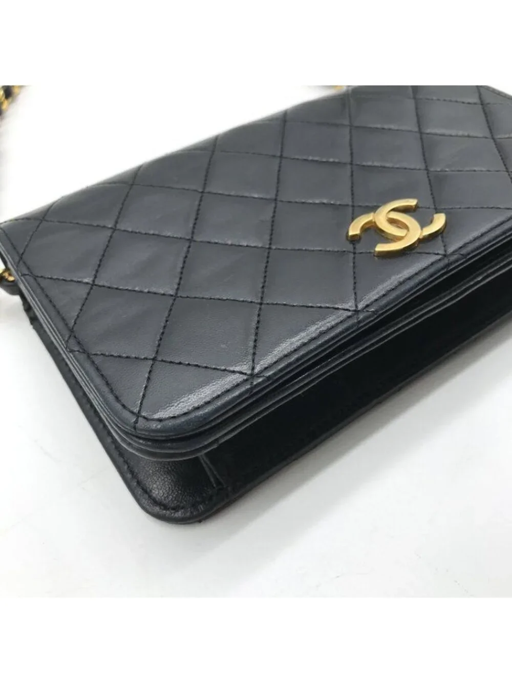 Chanel Mini Quilted CC Logo Chain Shoulder Bag Push Lock Lambskin